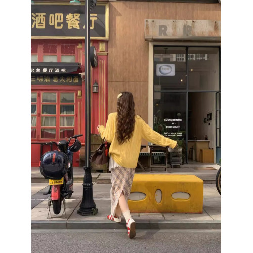 黃色奶fufu超好看麻花毛衣高級感冬季加厚慵懶軟糯寬松外穿上衣女