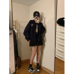 美式復古棒球服外套女2024年春秋新款oversize寬松小香風夾克上衣