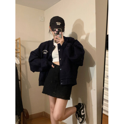 美式復古棒球服外套女2024年春秋新款oversize寬松小香風夾克上衣 美式復古棒球服外套女2024年春秋新款oversize寬松小香風夾克上衣