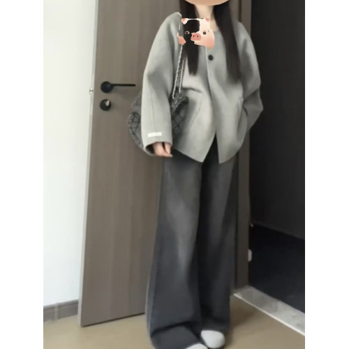 深冬灰色呢子大衣女入冬季2025年新款毛呢外套獨特超好看加厚短款 深冬灰色呢子大衣女入冬季2025年新款毛呢外套獨特超好看加厚短款