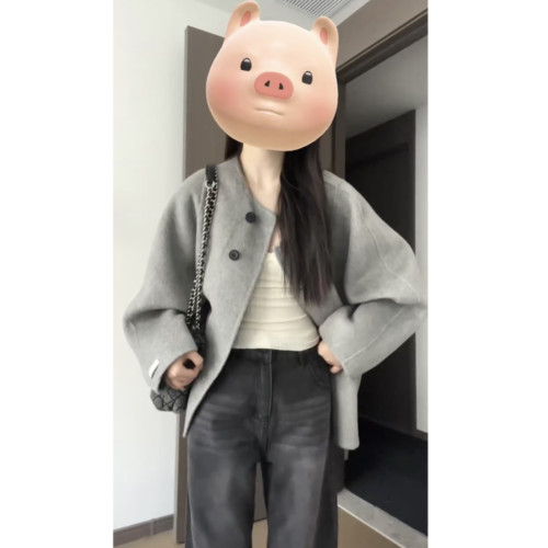 深冬灰色呢子大衣女入冬季2025年新款毛呢外套獨特超好看加厚短款 深冬灰色呢子大衣女入冬季2025年新款毛呢外套獨特超好看加厚短款