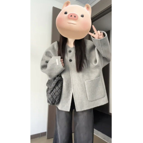 深冬灰色呢子大衣女入冬季2025年新款毛呢外套獨特超好看加厚短款 深冬灰色呢子大衣女入冬季2025年新款毛呢外套獨特超好看加厚短款