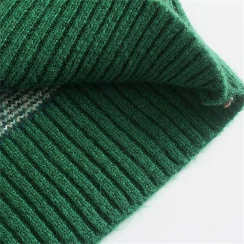 BANA復古綠色毛衣高級感女2021年新款冬季花色馬甲針織背心