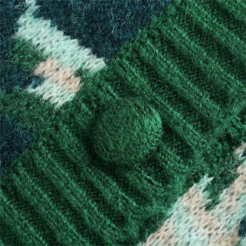 BANA復古綠色毛衣高級感女2021年新款冬季花色馬甲針織背心