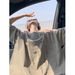 重磅水洗短袖t恤男夏季馬甲情侶流星字母印花寬松打底衫半袖體恤