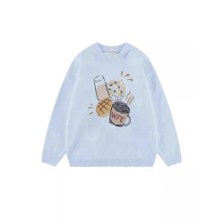 白色印花奶fufu秋冬毛衣女小個子慵懶風高級感上衣冬季加厚針織衫