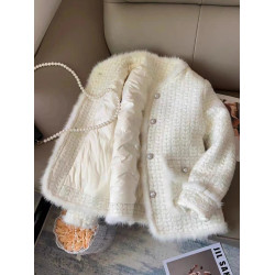 白色小香風羽絨服外套女2025新款秋冬季高級感夾棉加厚小個子短款