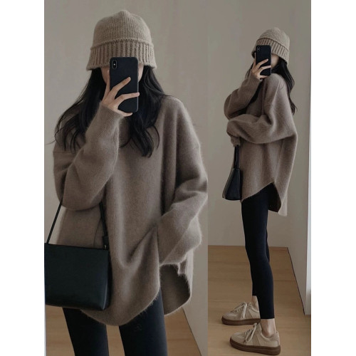 浣熊絨冬季流行爆款毛衣中長款慵懶寬松加厚套頭針織打底衫外穿女 浣熊絨冬季流行爆款毛衣中長款慵懶寬松加厚套頭針織打底衫外穿女