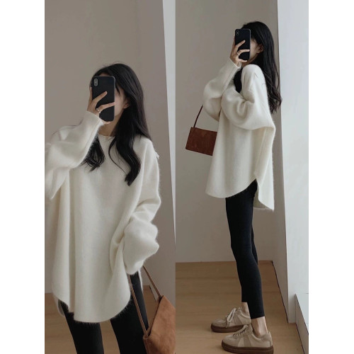 浣熊絨冬季流行爆款毛衣中長款慵懶寬松加厚套頭針織打底衫外穿女 浣熊絨冬季流行爆款毛衣中長款慵懶寬松加厚套頭針織打底衫外穿女