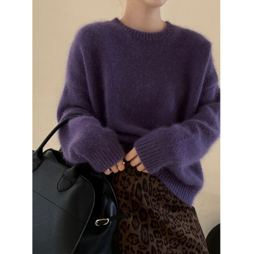 南瓜橘色圓領套頭軟糯毛衣女秋冬寬松慵懶風高級感加厚針織衫上衣 南瓜橘色圓領套頭軟糯毛衣女秋冬寬松慵懶風高級感加厚針織衫上衣