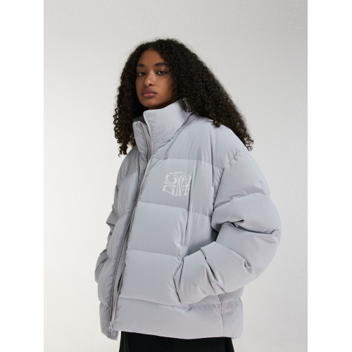 DICETINY 印花霧面pu皮羽絨服美式街頭保暖立領麵包服棉衣男 DICETINY 印花霧面pu皮羽絨服美式街頭保暖立領麵包服棉衣男