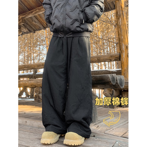 BWKA日系加厚保暖棉褲女男冬季寬松簡約百搭休閒褲垂感濶腿直筒褲 BWKA日系加厚保暖棉褲女男冬季寬松簡約百搭休閒褲垂感濶腿直筒褲