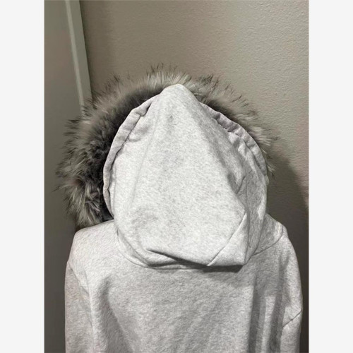 美式古著亞文化y2k衣服連帽衛衣女秋冬加絨加厚開衫毛領外套上衣 美式古著亞文化y2k衣服連帽衛衣女秋冬加絨加厚開衫毛領外套上衣