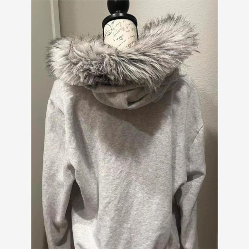 美式古著亞文化y2k衣服連帽衛衣女秋冬加絨加厚開衫毛領外套上衣 美式古著亞文化y2k衣服連帽衛衣女秋冬加絨加厚開衫毛領外套上衣