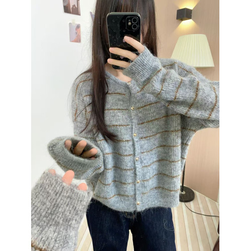 清倉 針織開衫外套2025秋季新款小衆不撞款子夜藍藝術生上衣女