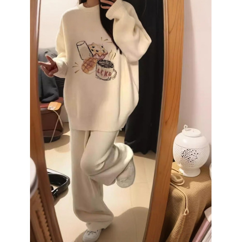 韓系軟糯圓領針織衫毛衣女2025秋冬新款寬松慵懶風套頭百搭上衣潮 韓系軟糯圓領針織衫毛衣女2025秋冬新款寬松慵懶風套頭百搭上衣潮