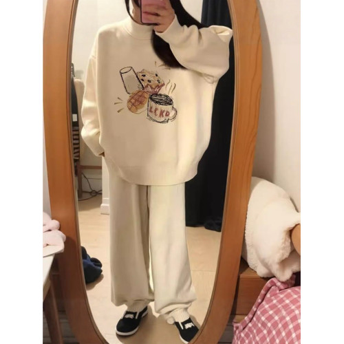 韓系軟糯圓領針織衫毛衣女2025秋冬新款寬松慵懶風套頭百搭上衣潮 韓系軟糯圓領針織衫毛衣女2025秋冬新款寬松慵懶風套頭百搭上衣潮