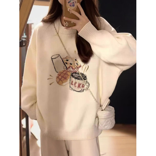 韓系軟糯圓領針織衫毛衣女2025秋冬新款寬松慵懶風套頭百搭上衣潮 韓系軟糯圓領針織衫毛衣女2025秋冬新款寬松慵懶風套頭百搭上衣潮