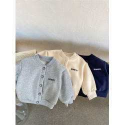 ins嬰兒外套秋冬韓版排釦開衫衛衣加絨刺綉字母潮童寶寶長袖外套8