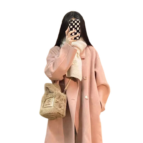 粉色高級感小個子呢子大衣女裝2025新款秋冬季鬭篷中長款毛呢外套 粉色高級感小個子呢子大衣女裝2025新款秋冬季鬭篷中長款毛呢外套