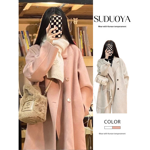 粉色高級感小個子呢子大衣女裝2025新款秋冬季鬭篷中長款毛呢外套 粉色高級感小個子呢子大衣女裝2025新款秋冬季鬭篷中長款毛呢外套