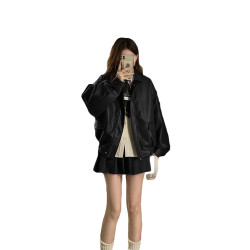 早春秋韓系小個子皮衣短外套女初冬季新款加厚羊羔毛絨棒球服夾克