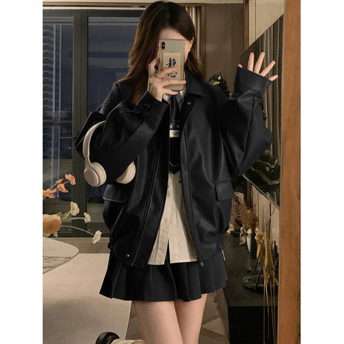 早春秋韓系小個子皮衣短外套女初冬季新款加厚羊羔毛絨棒球服夾克