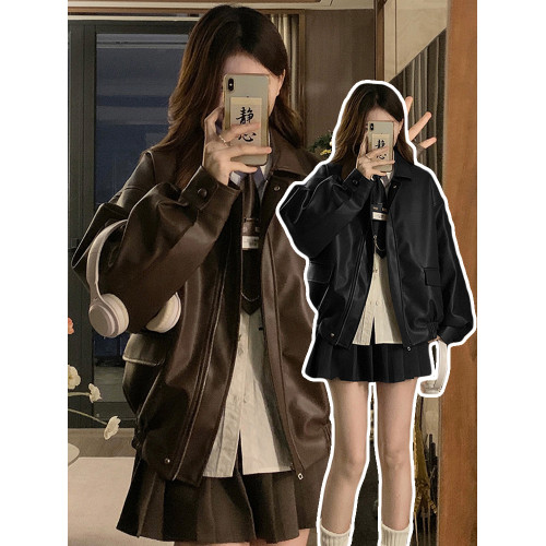 早春秋韓系小個子皮衣短外套女初冬季新款加厚羊羔毛絨棒球服夾克