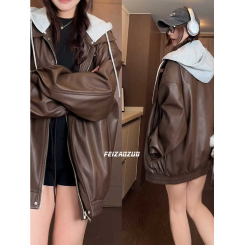 胖mm皮衣外套女春秋季美式高街學生寬松大碼高級感機車夾克棒球服 胖mm皮衣外套女春秋季美式高街學生寬松大碼高級感機車夾克棒球服