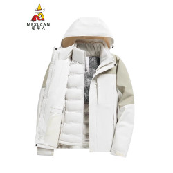 稻草人加厚羽絨服女冬季2025年新款沖鋒衣三合一可拆卸白鴨絨內膽