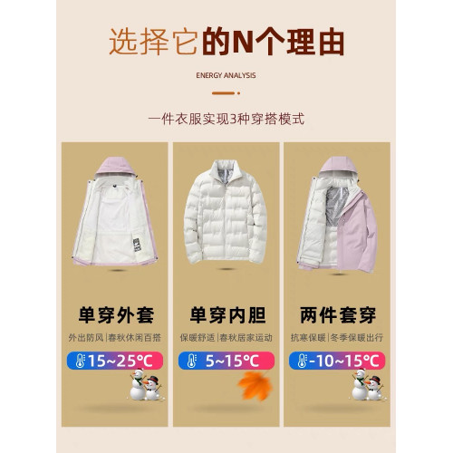 稻草人加厚羽絨服女冬季2025年新款沖鋒衣三合一可拆卸白鴨絨內膽 稻草人加厚羽絨服女冬季2025年新款沖鋒衣三合一可拆卸白鴨絨內膽
