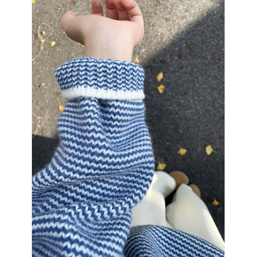 韓系復古撞色條紋浣熊絨毛衣女秋冬慵懶風軟糯套頭針織衫加厚上衣