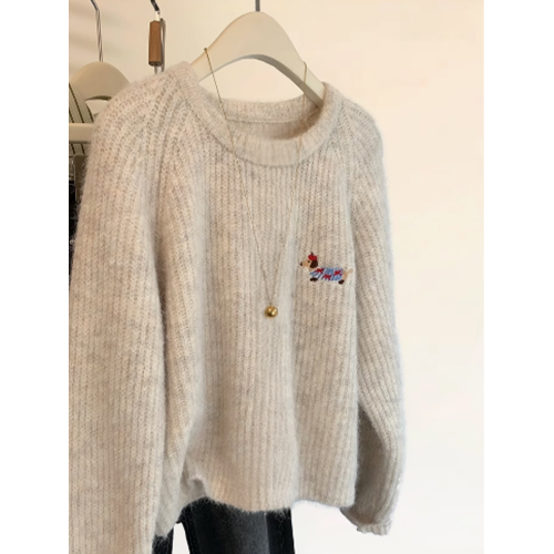 杏色小狗刺綉套頭毛衣女秋冬2025新款內搭羊毛針織打底衫秋冬加厚 杏色小狗刺綉套頭毛衣女秋冬2025新款內搭羊毛針織打底衫秋冬加厚