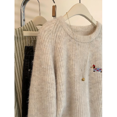 杏色小狗刺綉套頭毛衣女秋冬2025新款內搭羊毛針織打底衫秋冬加厚 杏色小狗刺綉套頭毛衣女秋冬2025新款內搭羊毛針織打底衫秋冬加厚