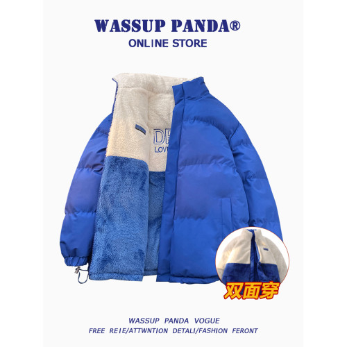 WASSUP PANDA兩面穿羊羔絨羽絨服男冬季潮牌加厚保暖情侶棉服外套 WASSUP PANDA兩面穿羊羔絨羽絨服男冬季潮牌加厚保暖情侶棉服外套