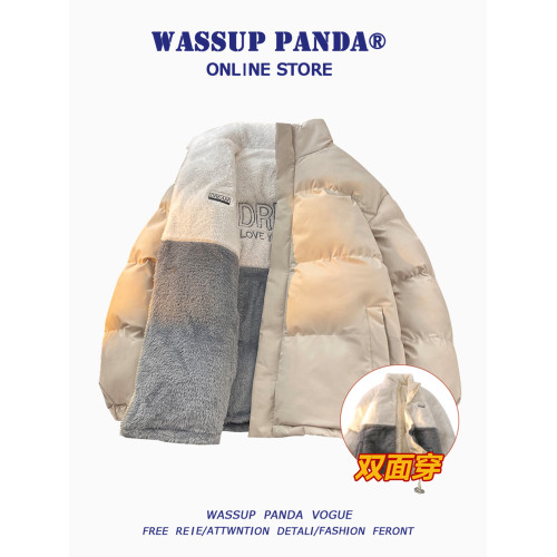 WASSUP PANDA兩面穿羊羔絨羽絨服男冬季潮牌加厚保暖情侶棉服外套 WASSUP PANDA兩面穿羊羔絨羽絨服男冬季潮牌加厚保暖情侶棉服外套