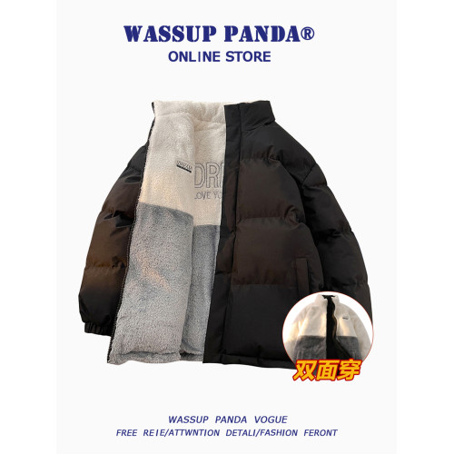 WASSUP PANDA兩面穿羊羔絨羽絨服男冬季潮牌加厚保暖情侶棉服外套 WASSUP PANDA兩面穿羊羔絨羽絨服男冬季潮牌加厚保暖情侶棉服外套