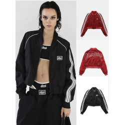 韓國badblood美式辣妹短外套女字母刺綉復古上衣小衆休閒棒球服潮