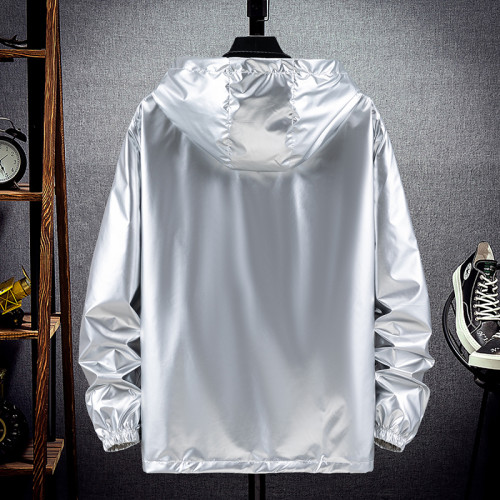 港風亮面銀色外套女2021秋季學生通勤防水休閒夾克時尚百搭防風衣 港風亮面銀色外套女2021秋季學生通勤防水休閒夾克時尚百搭防風衣