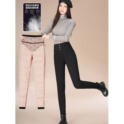 冬季新款羽絨褲女外穿防寒羊毛保暖褲90白鵞絨顯瘦修身時尚小黑褲 冬季新款羽絨褲女外穿防寒羊毛保暖褲90白鵞絨顯瘦修身時尚小黑褲