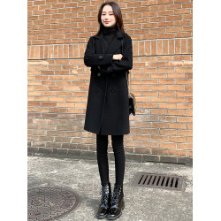 呢子大衣女中長款2025新款黑色修身氣質赫本小個子毛呢外套女秋冬