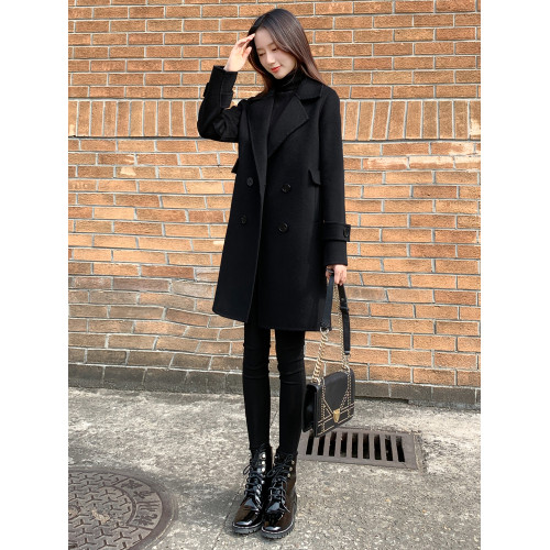 呢子大衣女中長款2025新款黑色修身氣質赫本小個子毛呢外套女秋冬 呢子大衣女中長款2025新款黑色修身氣質赫本小個子毛呢外套女秋冬