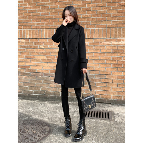 呢子大衣女中長款2025新款黑色修身氣質赫本小個子毛呢外套女秋冬 呢子大衣女中長款2025新款黑色修身氣質赫本小個子毛呢外套女秋冬