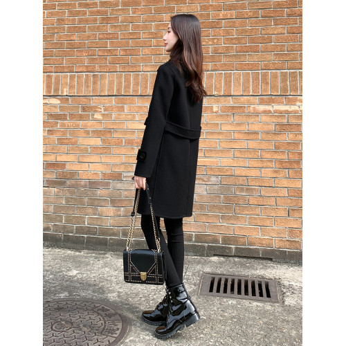 呢子大衣女中長款2025新款黑色修身氣質赫本小個子毛呢外套女秋冬 呢子大衣女中長款2025新款黑色修身氣質赫本小個子毛呢外套女秋冬