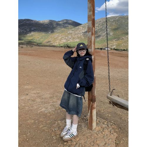 期望Studio春季拼接復古休閒潮流寬松山系防水戶外連帽沖鋒衣夾克 期望Studio春季拼接復古休閒潮流寬松山系防水戶外連帽沖鋒衣夾克