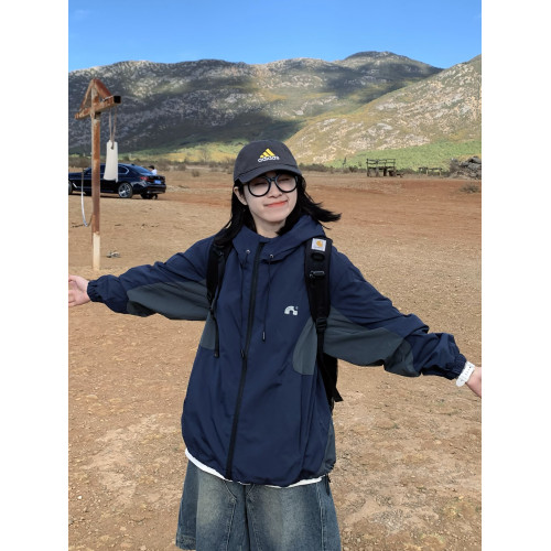 期望Studio春季拼接復古休閒潮流寬松山系防水戶外連帽沖鋒衣夾克 期望Studio春季拼接復古休閒潮流寬松山系防水戶外連帽沖鋒衣夾克