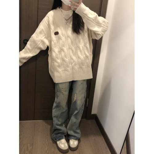 嬭fufu毛衣女秋冬季新款寬鬆慵嬾風軟糯溫柔休閒百搭針織衫上衣潮