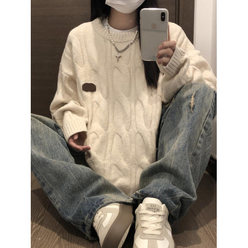 嬭fufu毛衣女秋冬季新款寬鬆慵嬾風軟糯溫柔休閒百搭針織衫上衣潮