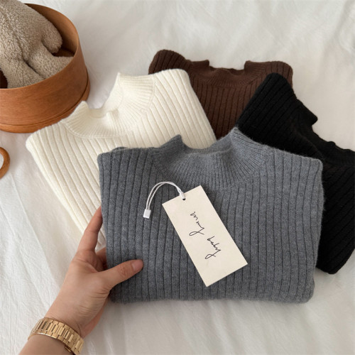 布呐呐兒2025童冬季加厚彈力毛衣男女寶寶高領坑條毛衣純色針織衫