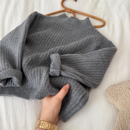 布呐呐兒2025童冬季加厚彈力毛衣男女寶寶高領坑條毛衣純色針織衫